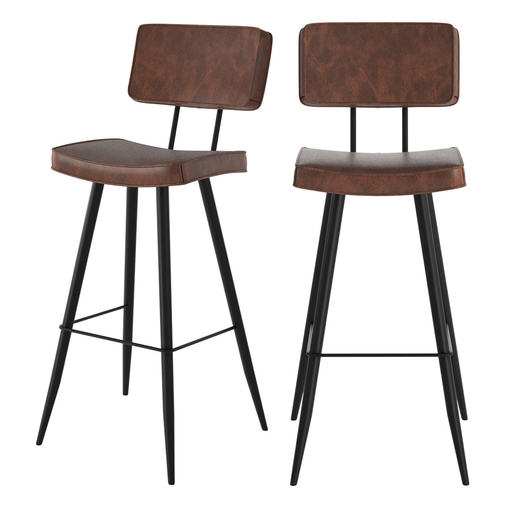 acheter chaise bar rembouree marron en cuir synthetique lot de 2