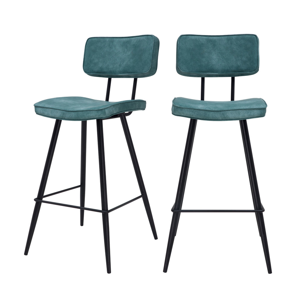 acheter chaise de bar bleue cuir synthetique lot de 2