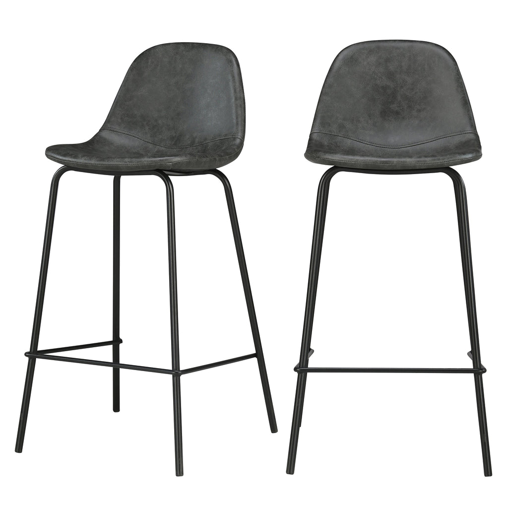 acheter chaise de bar en cuir synthetique noire lot de 2