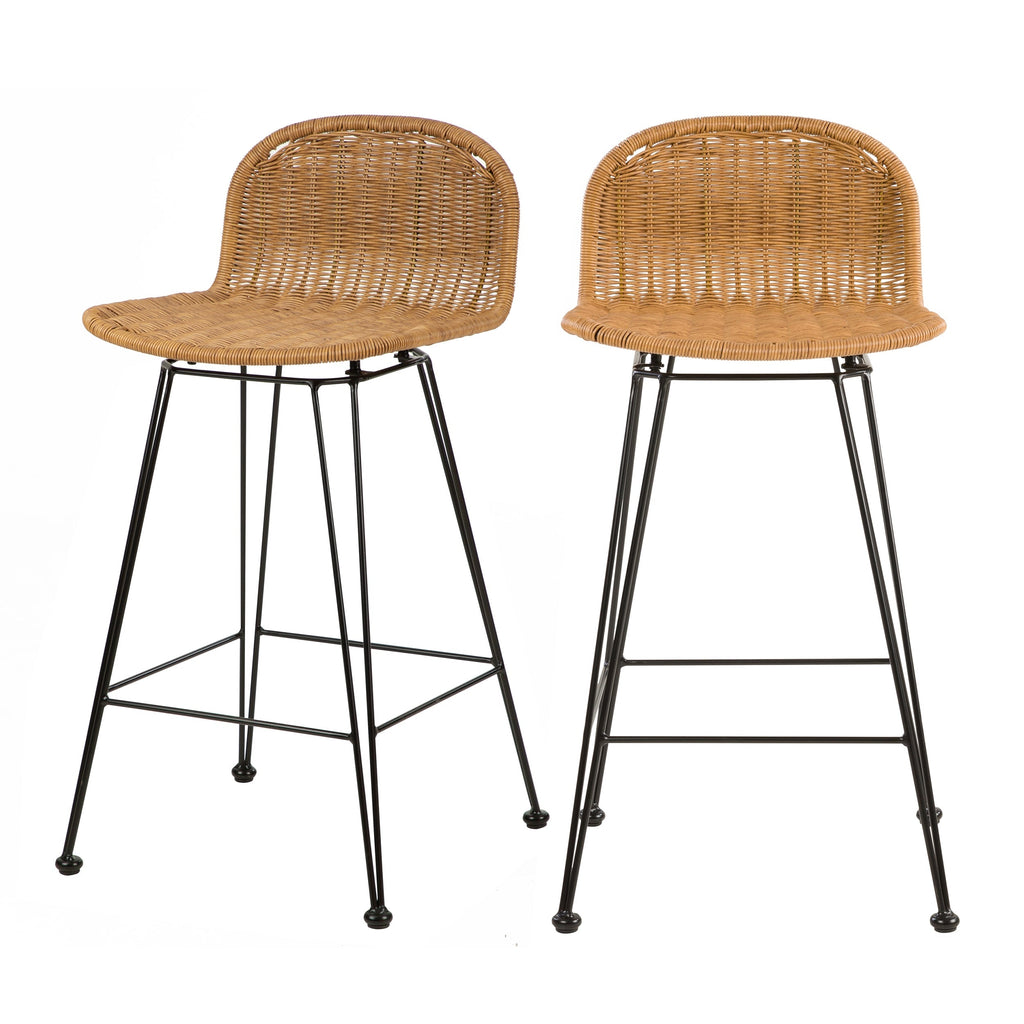 acheter chaise de bar en resine tressee naturelle lot de 2