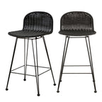 acheter chaise de bar en resine tressee noire lot de 2