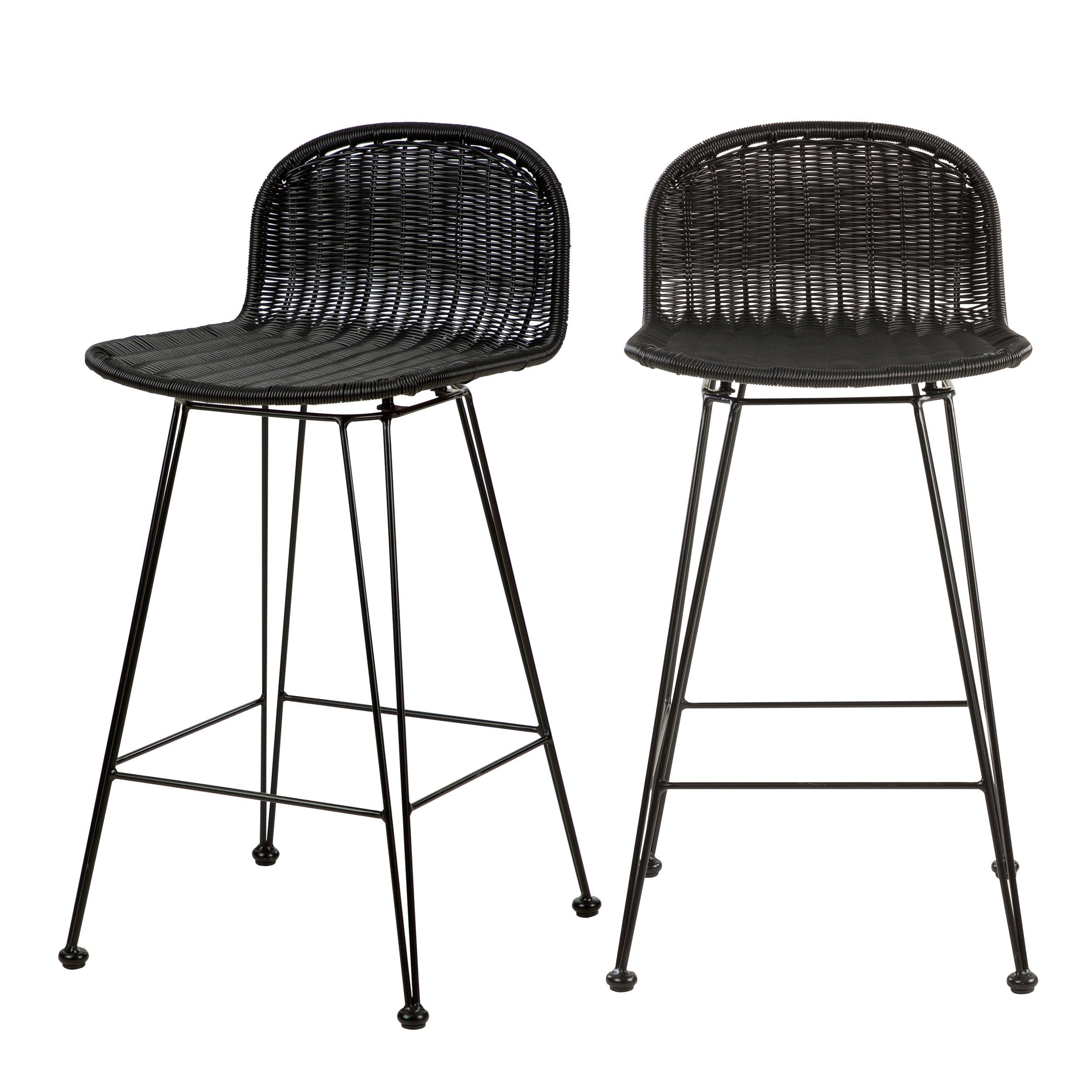 acheter chaise de bar en resine tressee noire lot de 2
