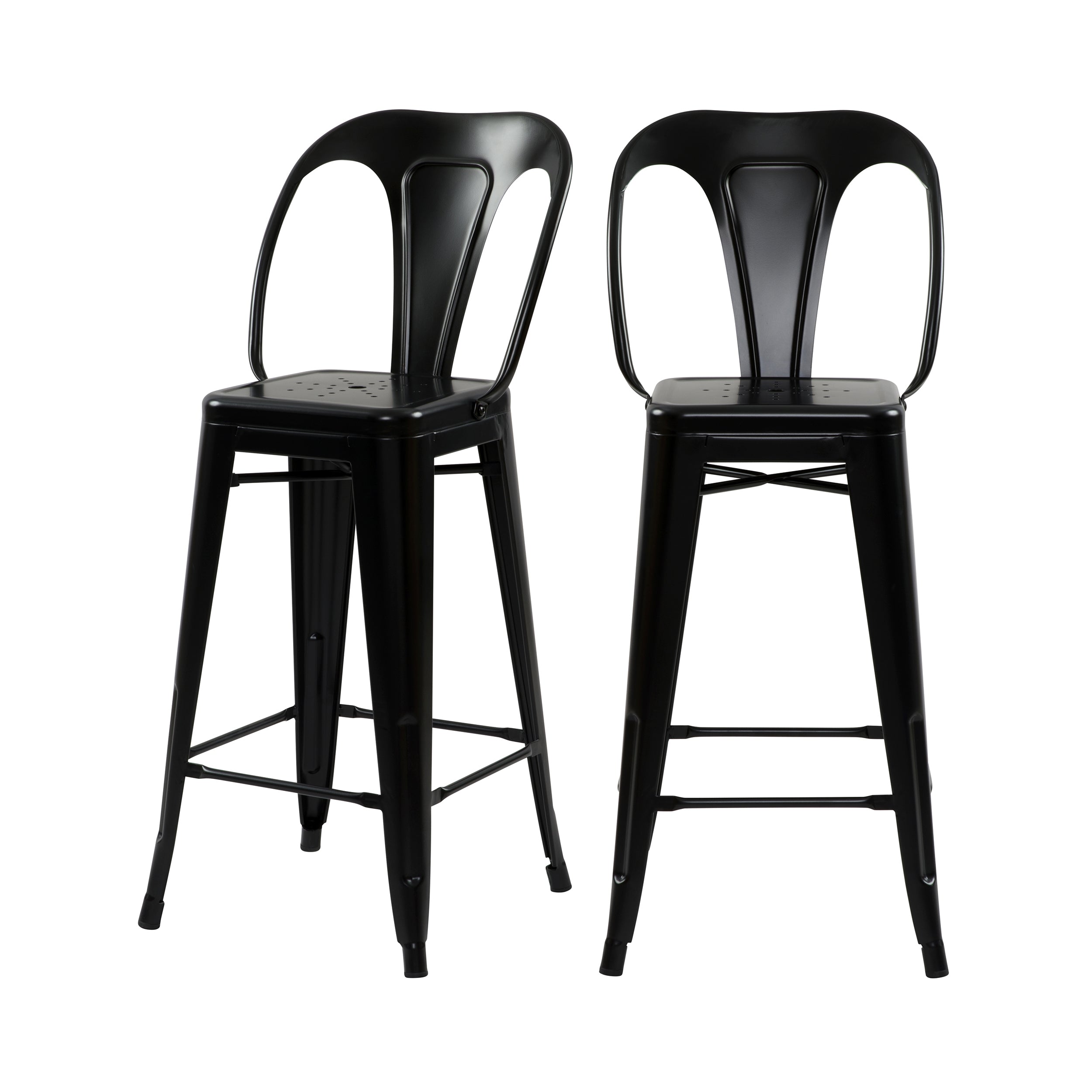 acheter chaise de bar noire indus en metal lot de 2