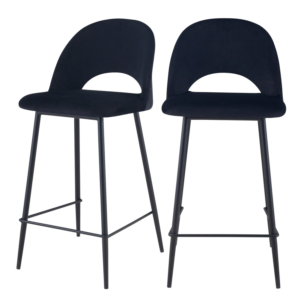 acheter chaise de bar noire velours lot de 2