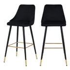acheter chaise de bar noire velours lot de 2
