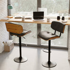 acheter chaise tabouret de bar noir cuir en bois_1