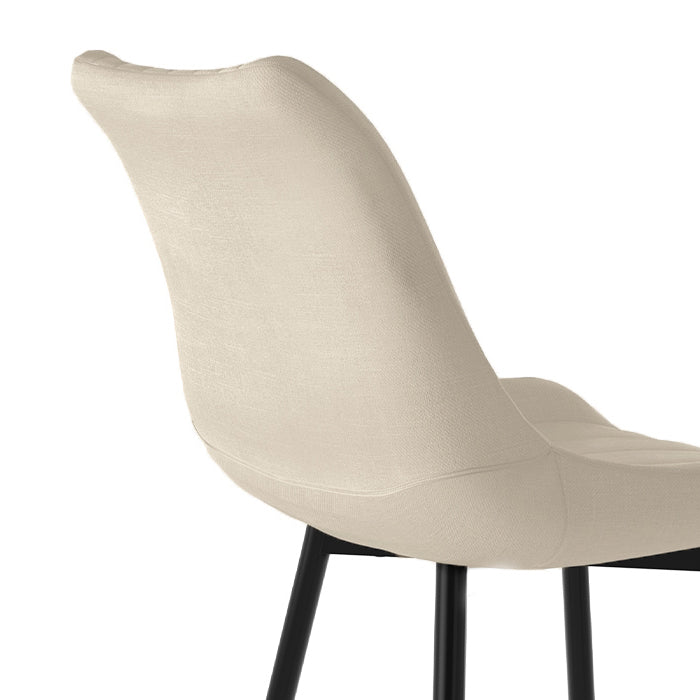 acheter chaise tissu beige et pieds en metal noir lot de 2