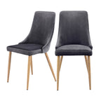 acheter chaise velours gris pieds bois clair vinni