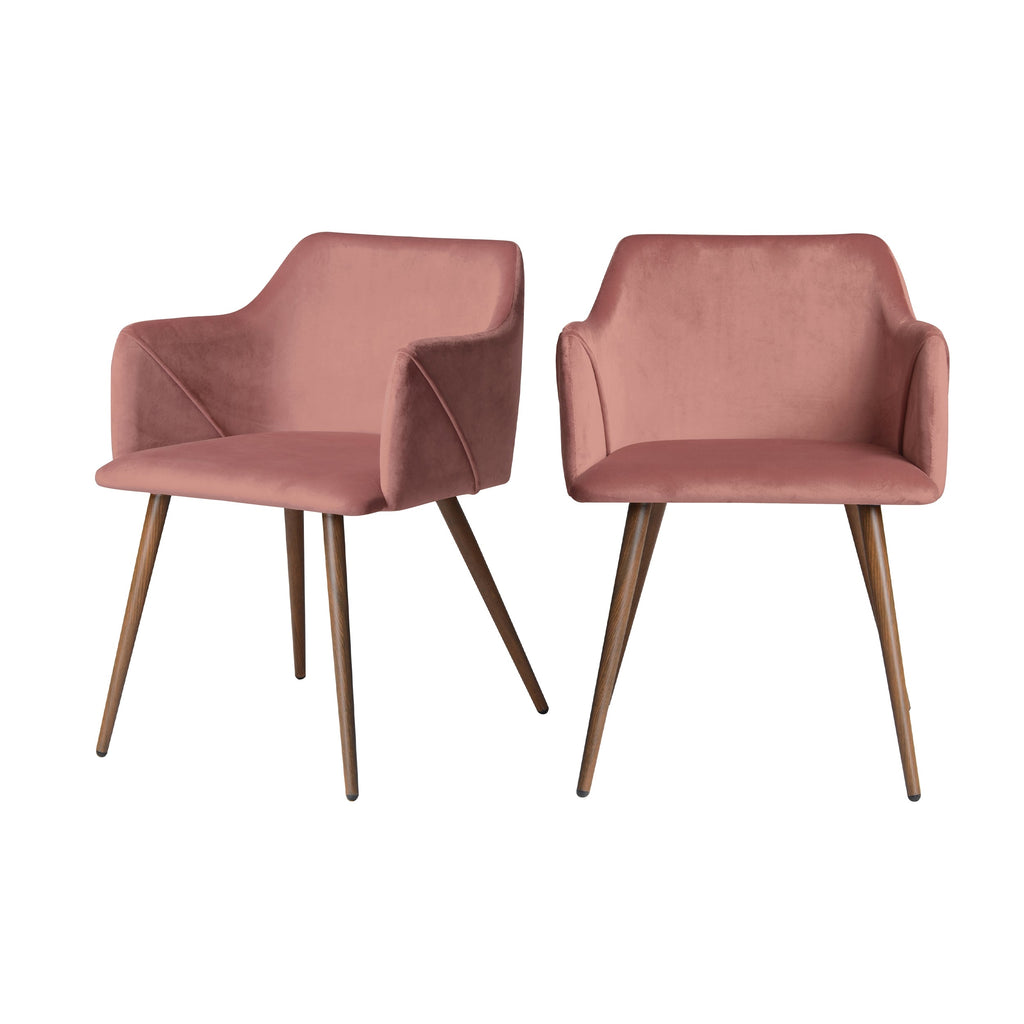 acheter chaises roses velours art deco lot de 2