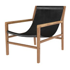 acheter fauteuil lounge apache en teck et cuir noir