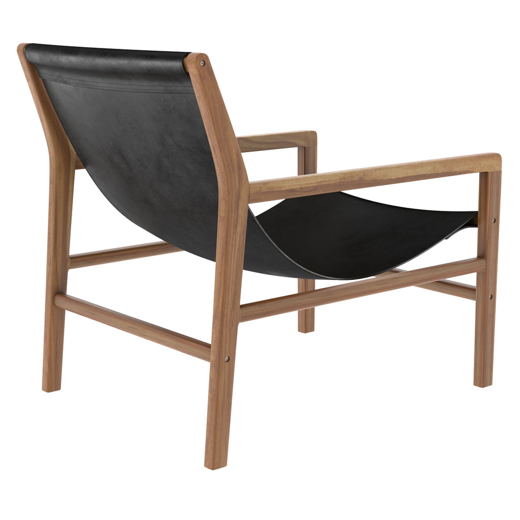 acheter fauteuil lounge en teck et cuir noir apache