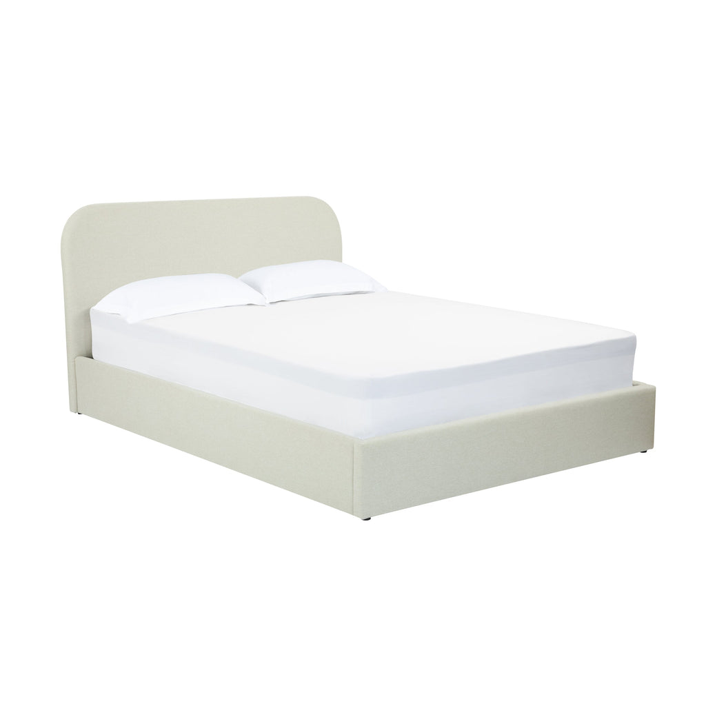 acheter lit coffre beige tissu