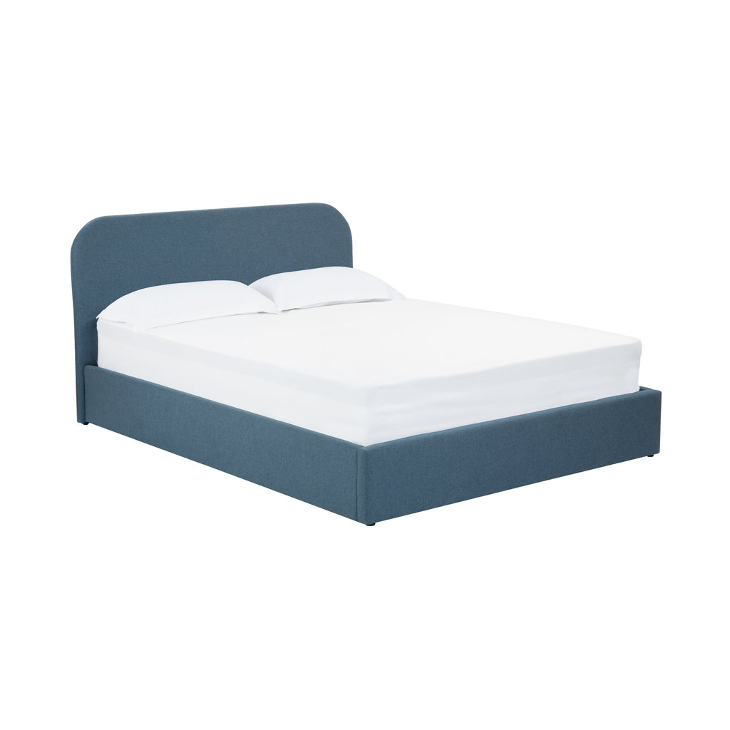 acheter lit coffre bleu tissu