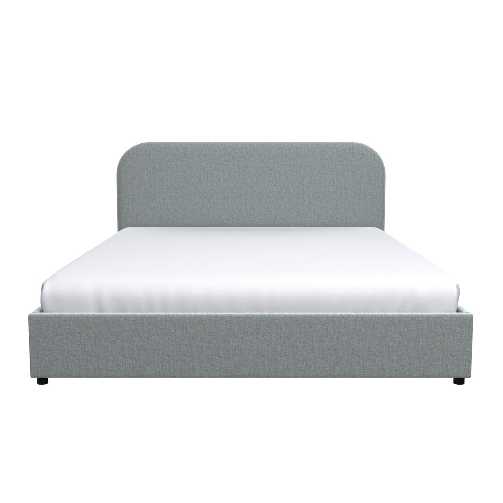 acheter lit coffre gris tissu