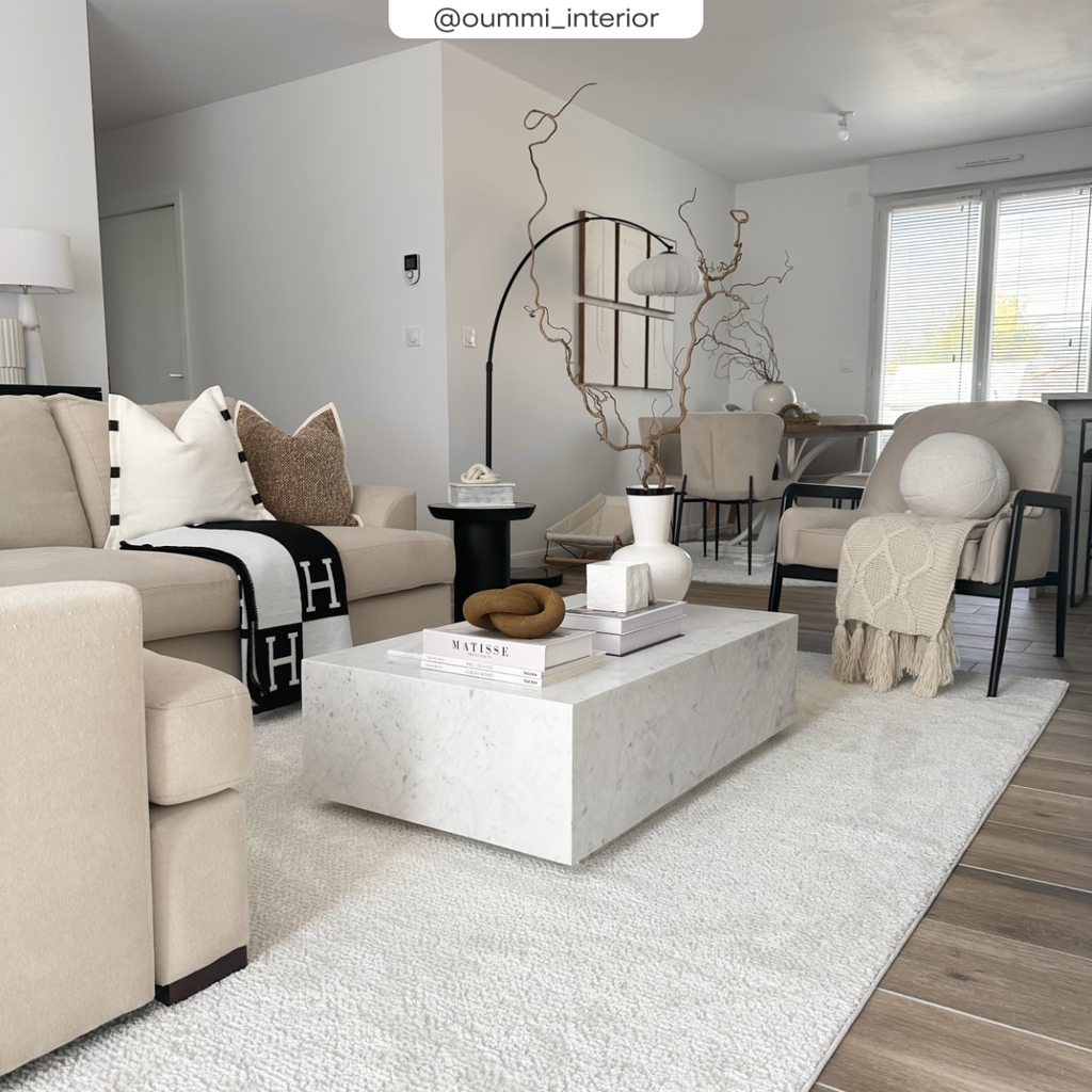 acheter table basse en marbre naturelle blanche