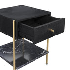 acheter table de chevet un tiroir bois de manguier noir et pieds dore
