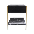 acheter table de chevet un tiroir en bois de manguier noir et pieds dore