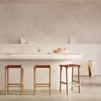 acheter tabouret de bar 66 cm cuir tresse