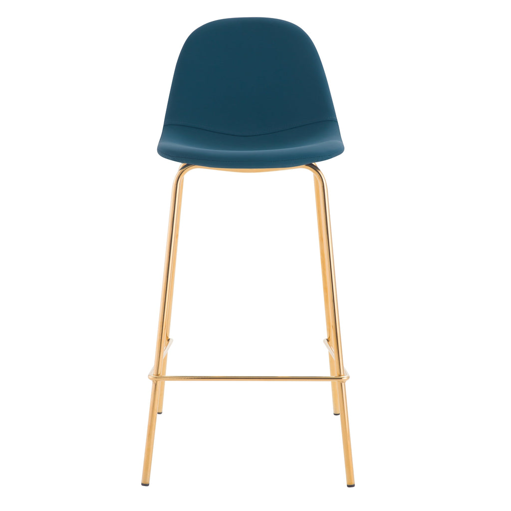 acheter tabouret de bar bleu en simili pieds metal dores