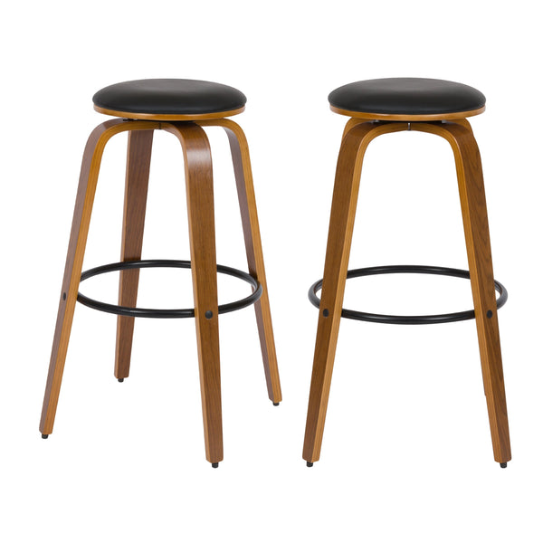 acheter tabouret de bar pivotant bois vintage lot de 2
