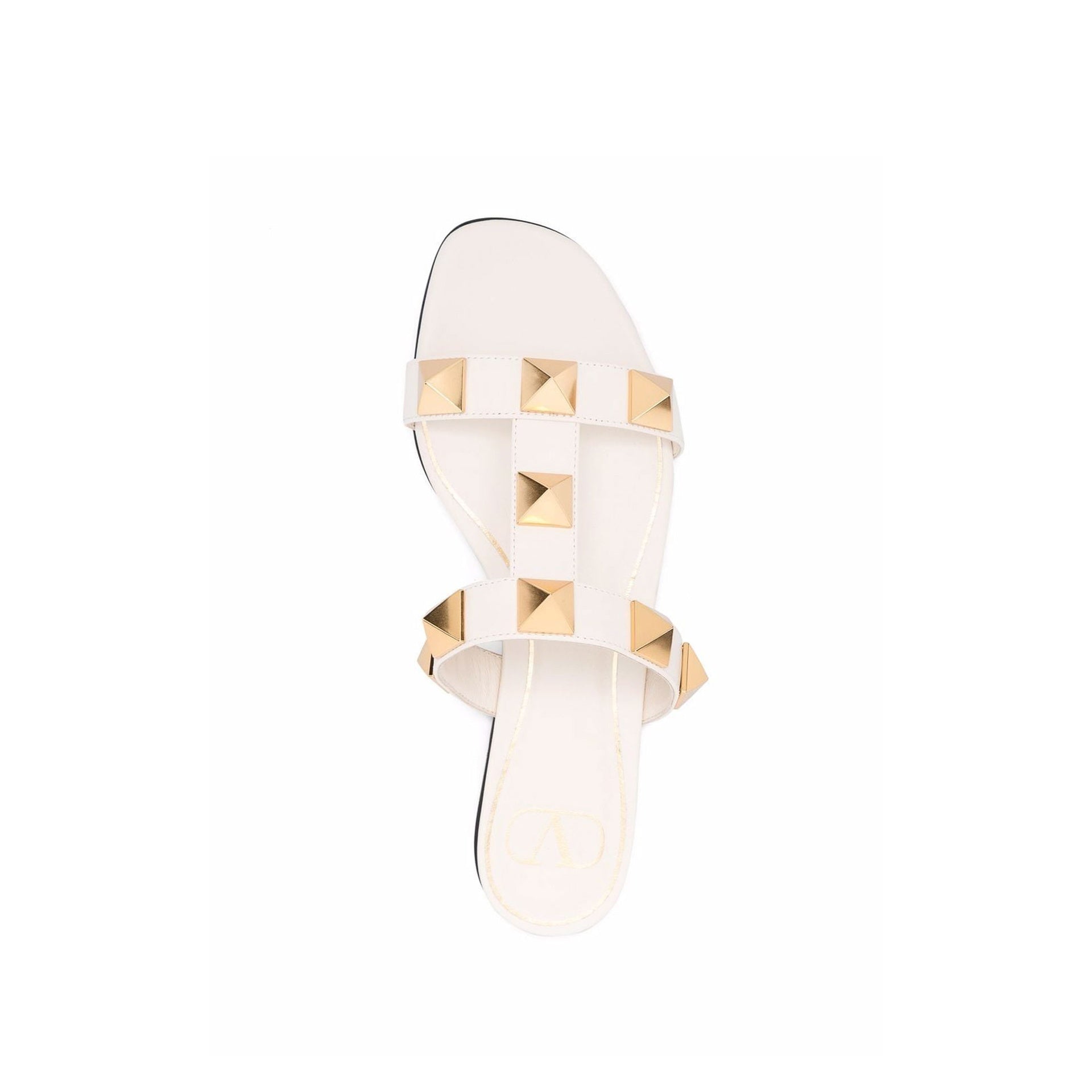 Sandales - Valentino Garavani Roman Stud Leather Flat - Cream