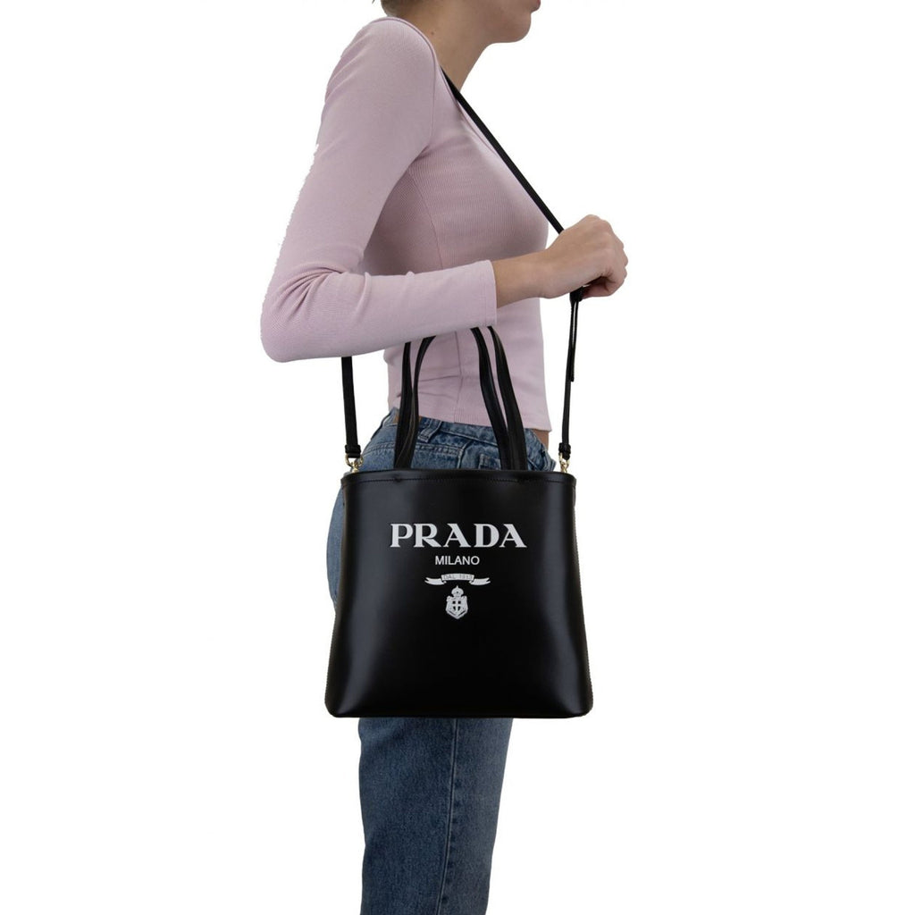 Prada - Cabas Logo Leather - Femme - Black