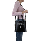 Prada - Cabas Logo Leather - Femme - Black
