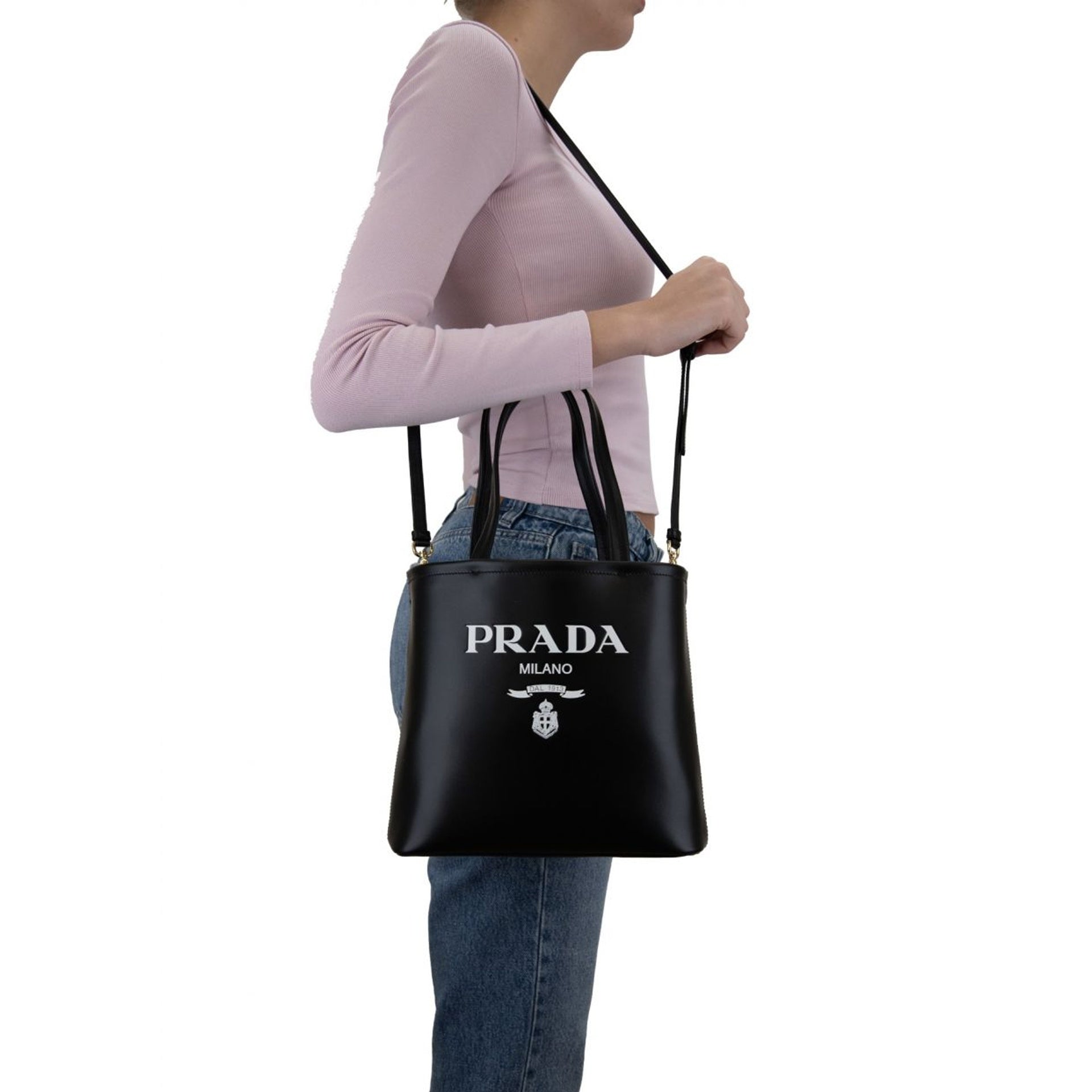 Prada - Cabas Logo Leather - Femme - Black