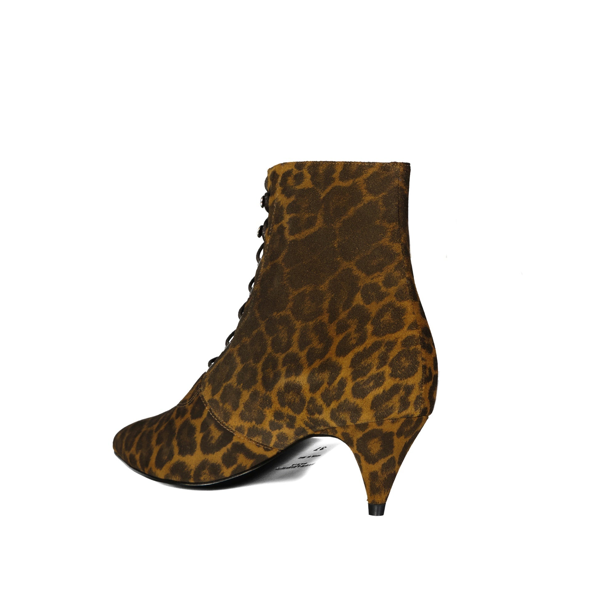 Bottes Saint Laurent Kiki Lace-Up Leopard-Print Ankle - Brown - Femme