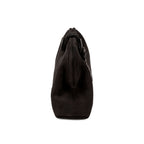 Alessa Black Pouch Bag showcasing its unique knotted design and luxurious leather material.