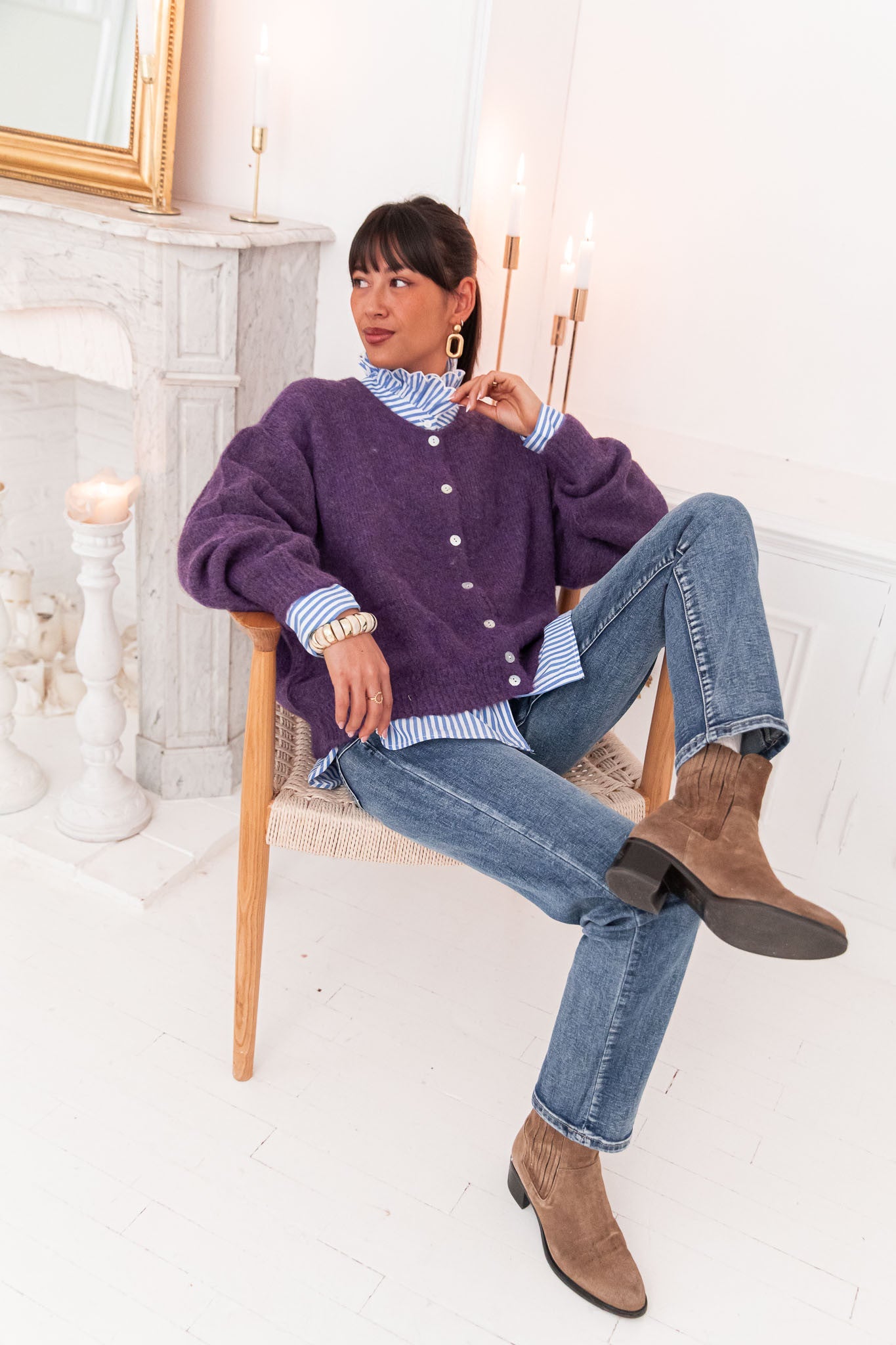 ALI Aubergine - Gilet Laine