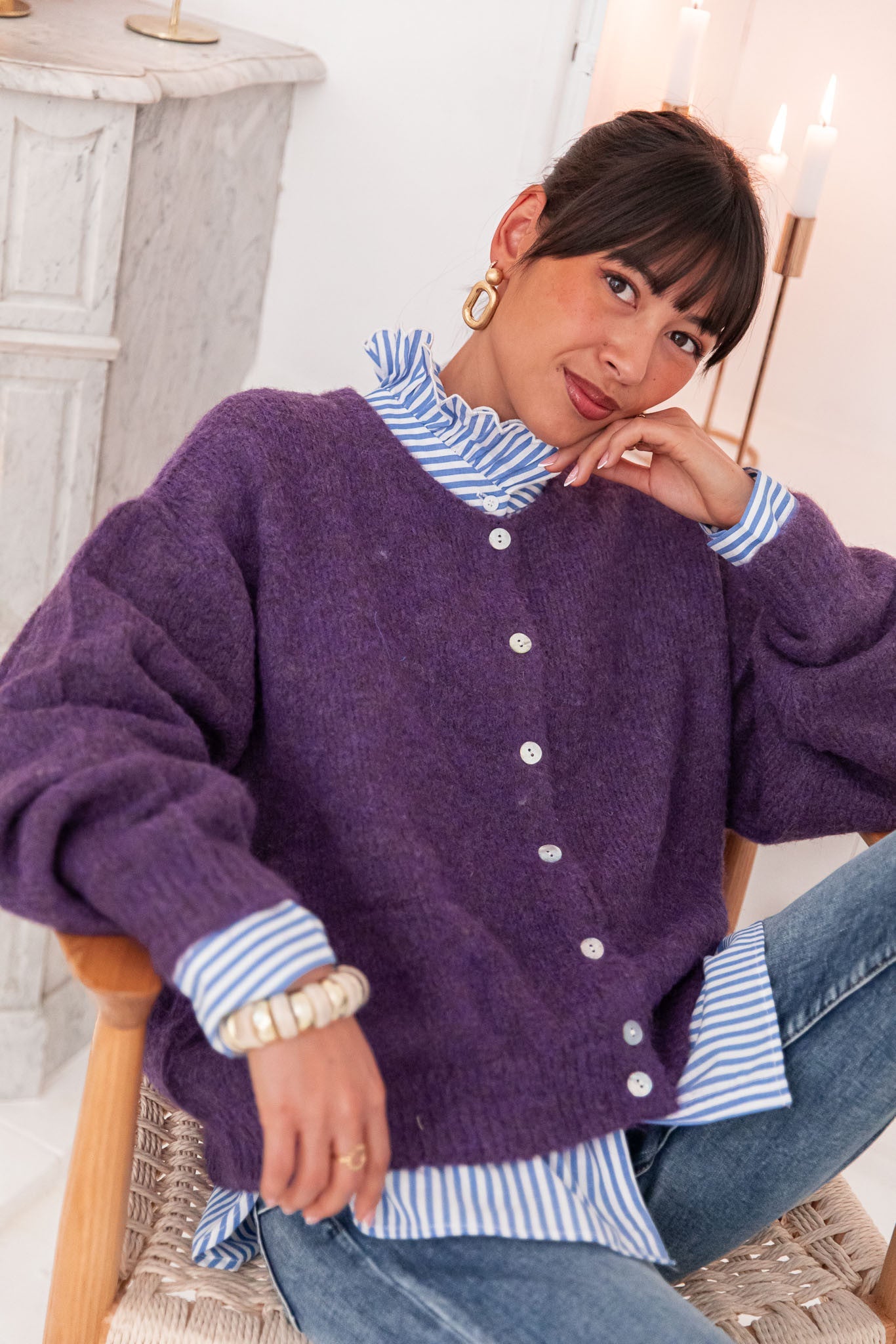 ALI Aubergine - Gilet Laine