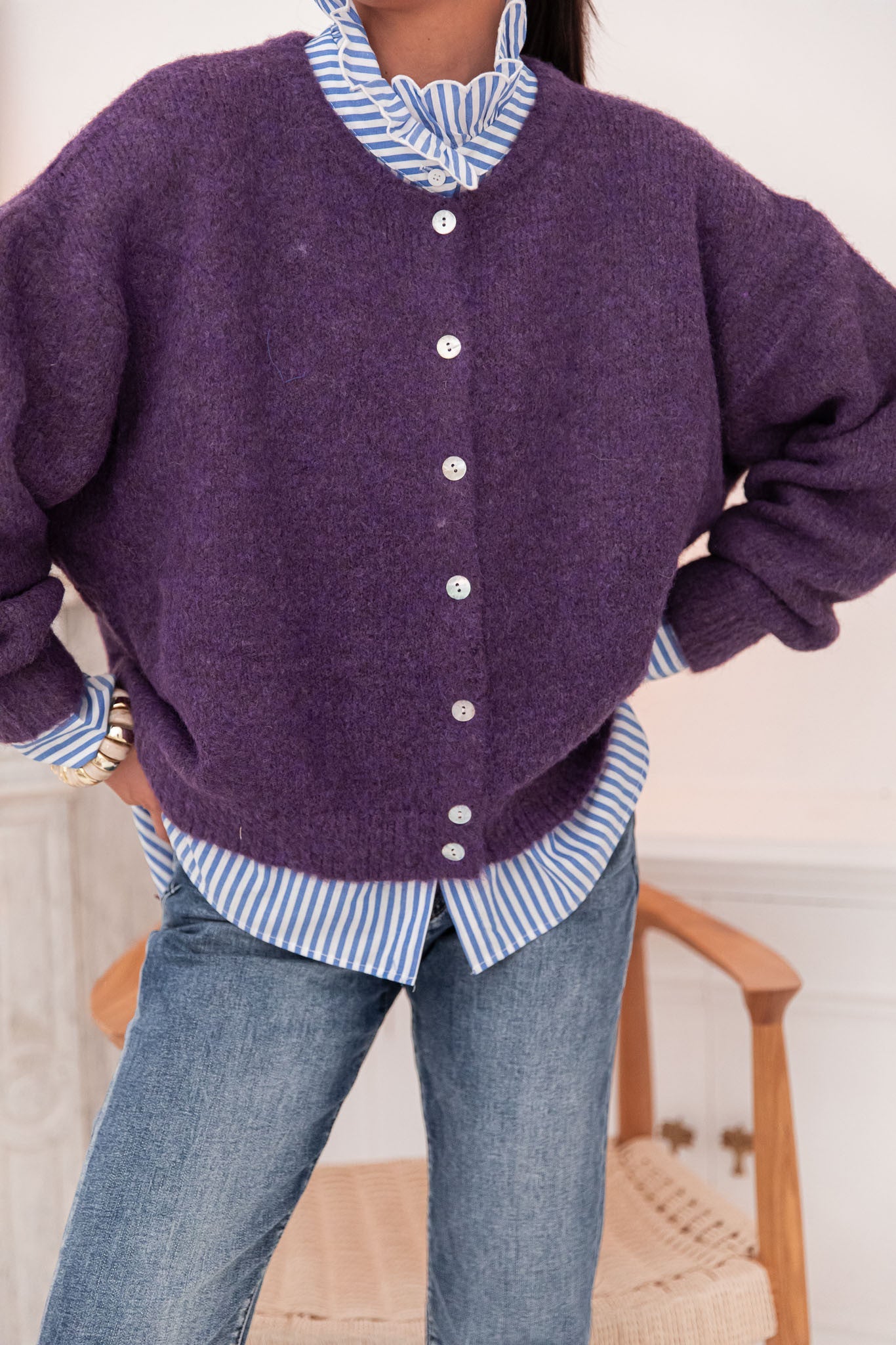ALI Aubergine - Gilet Laine