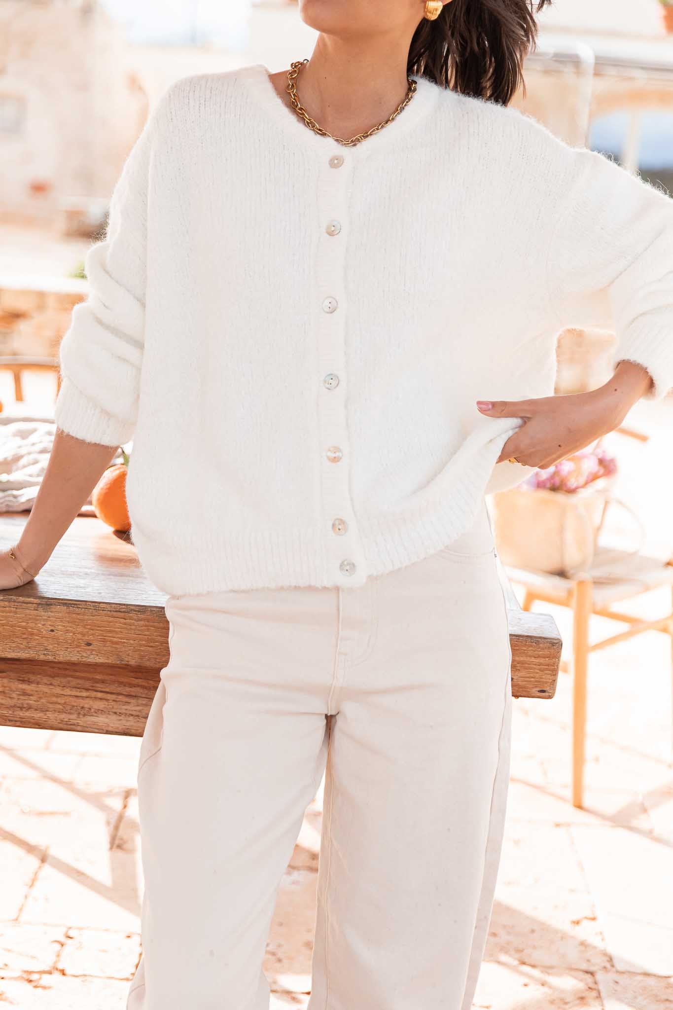 ALI Blanc - Gilet Laine