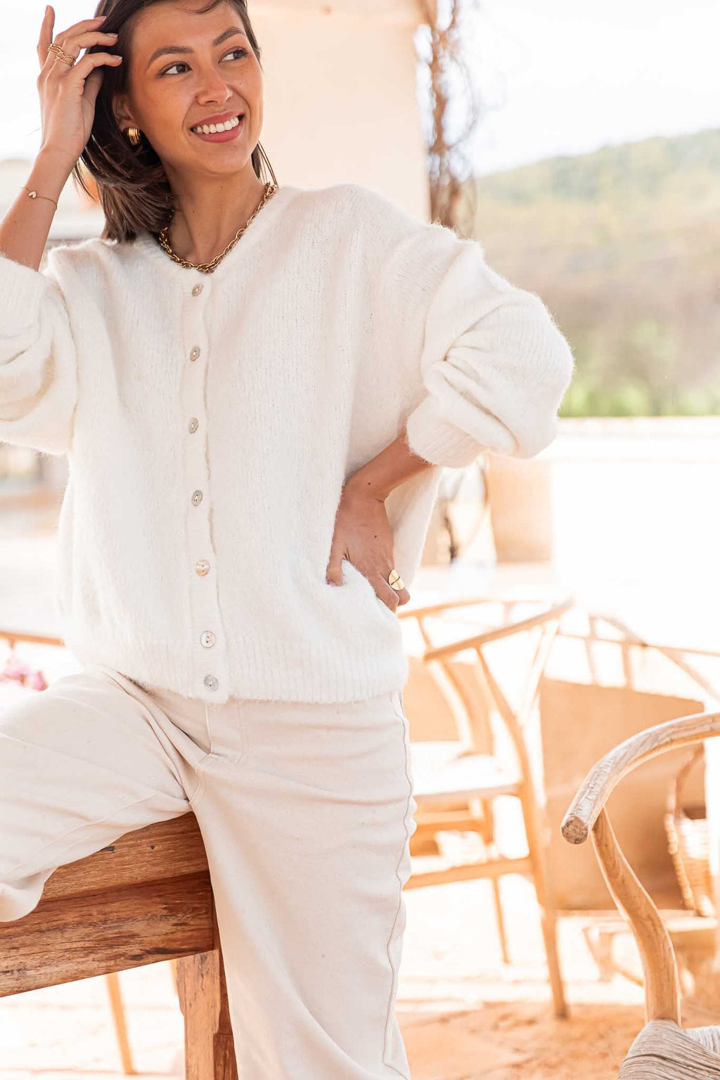 ALI Blanc - Gilet Laine