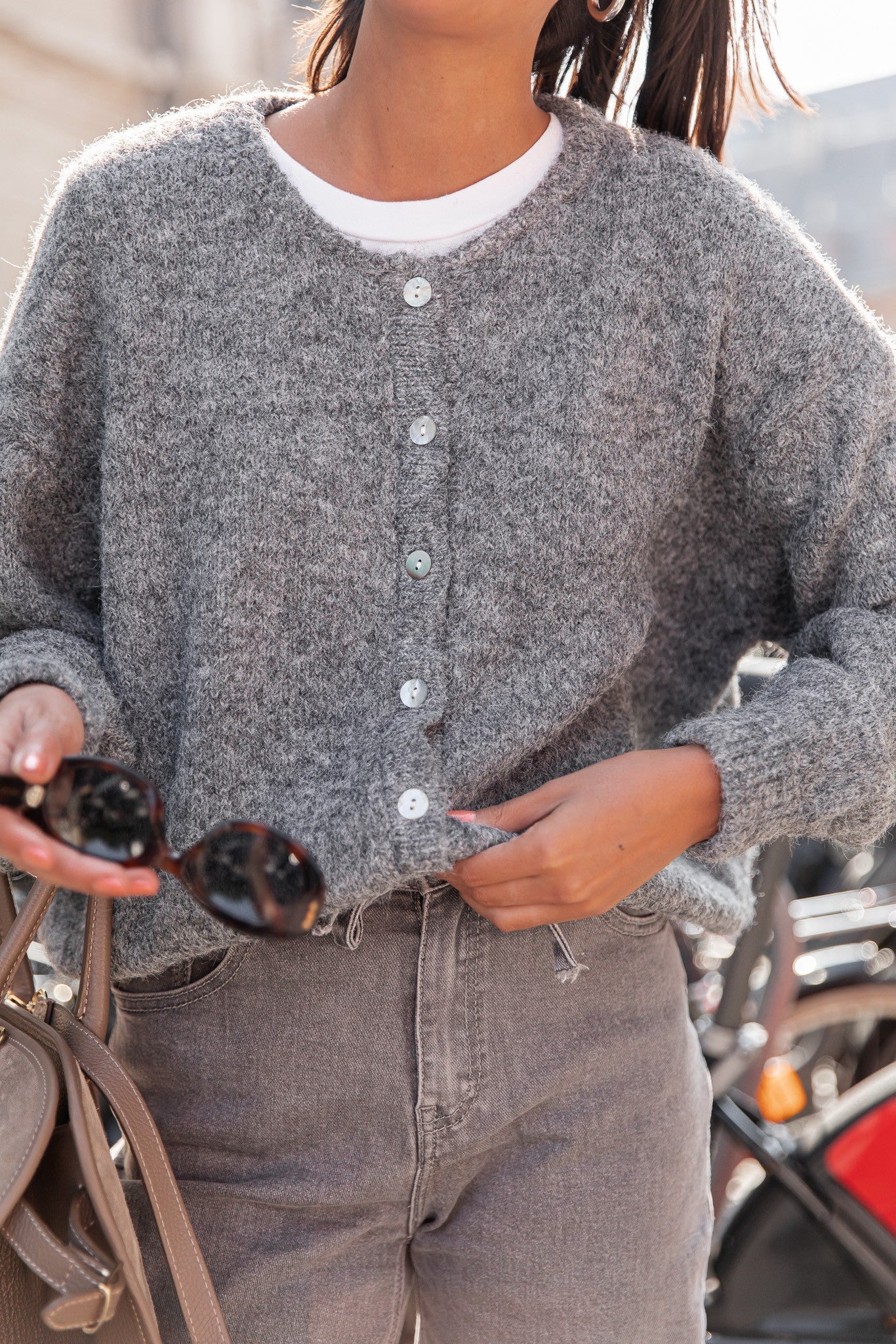 ALI Gris Anthracite - Gilet Laine