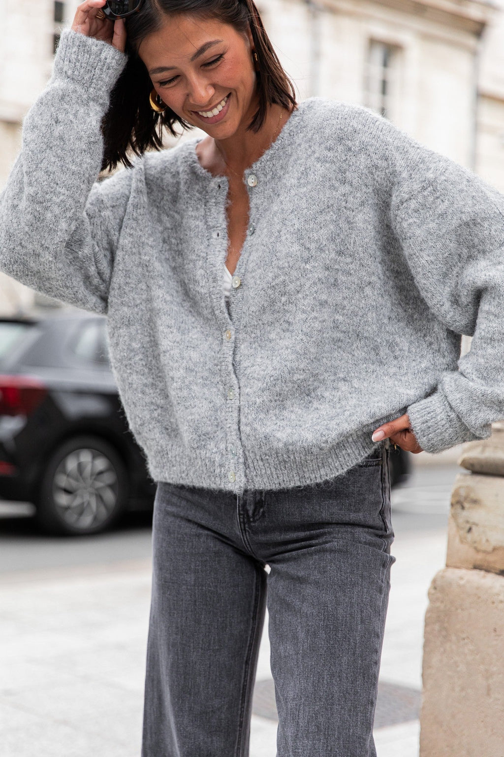 ALI Gris Foncé - Gilet Laine