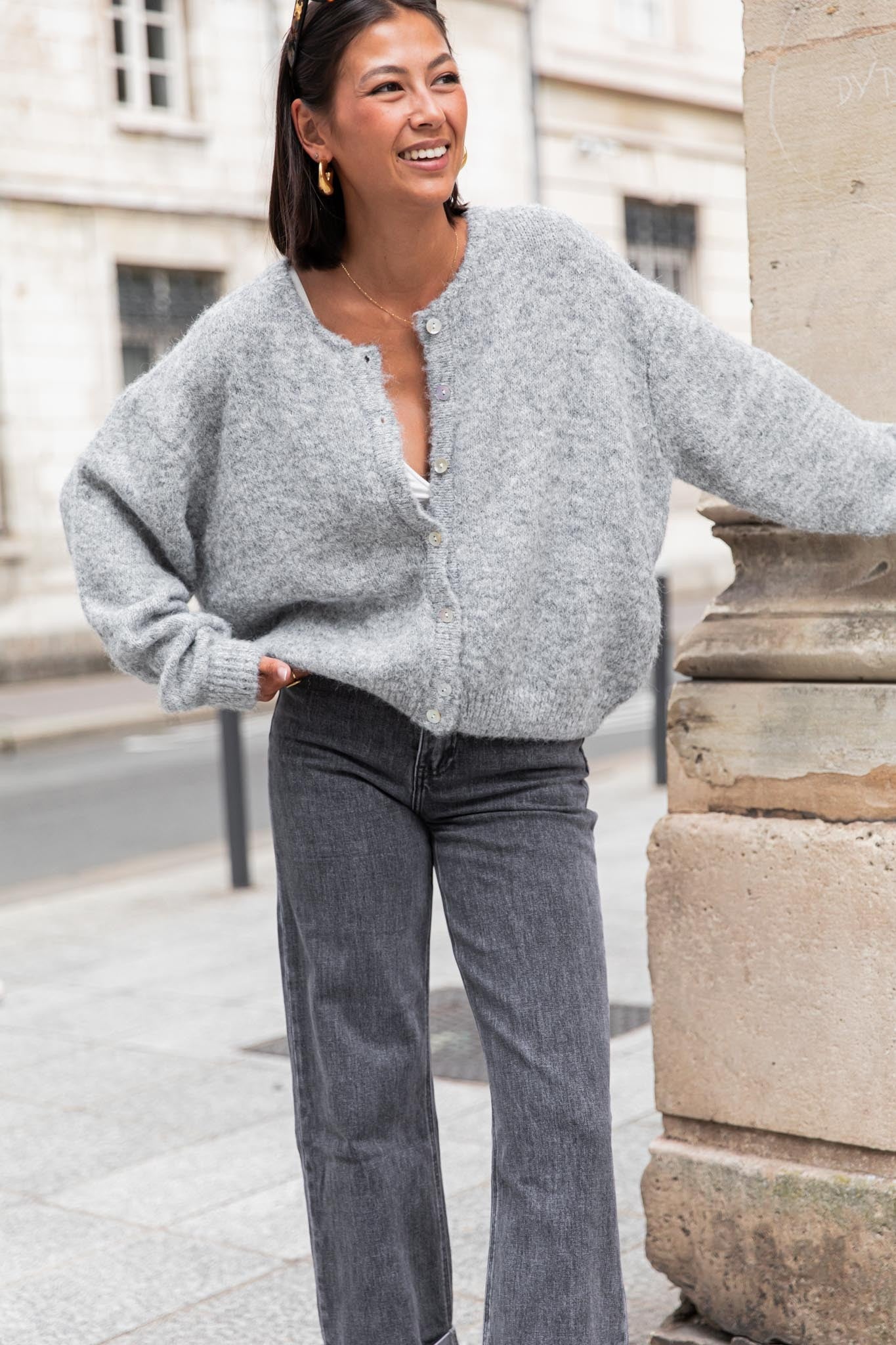 ALI Gris Foncé - Gilet Laine