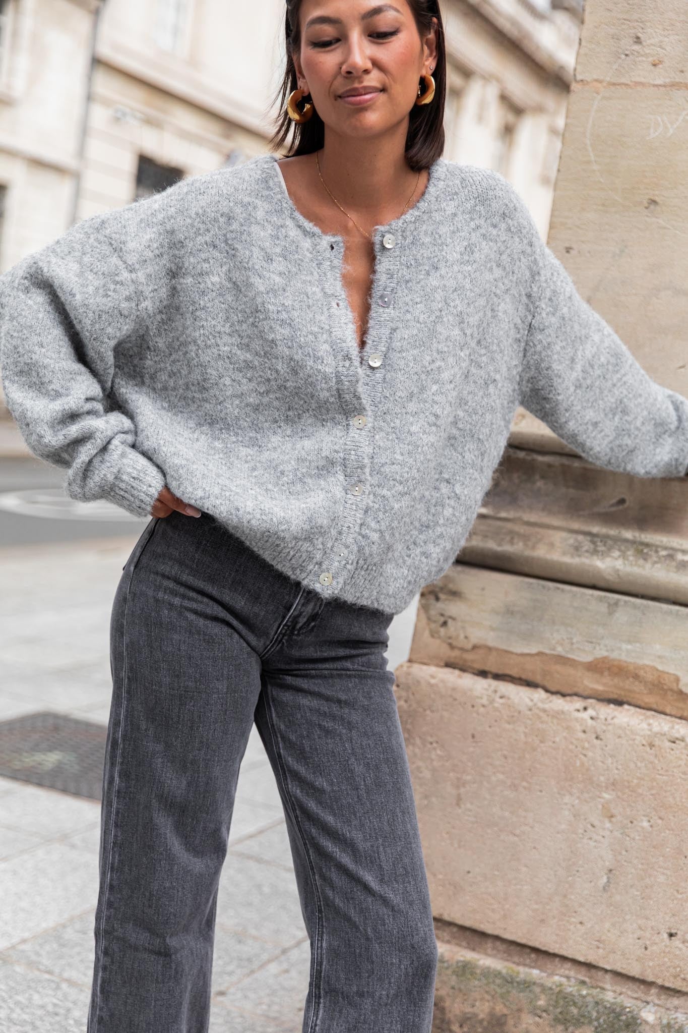 ALI Gris Foncé - Gilet Laine