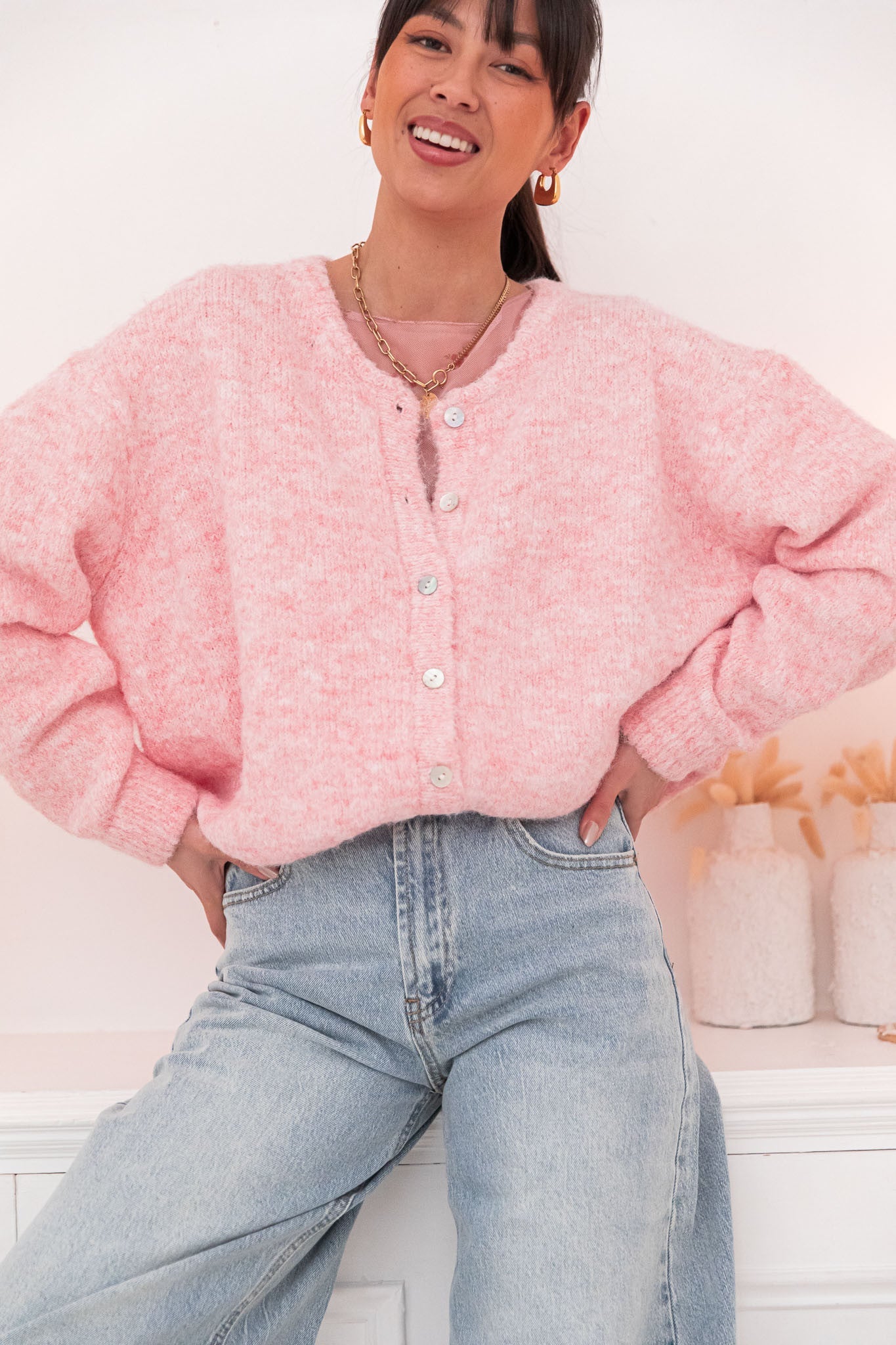 ALI Rose Chiné - Gilet Laine