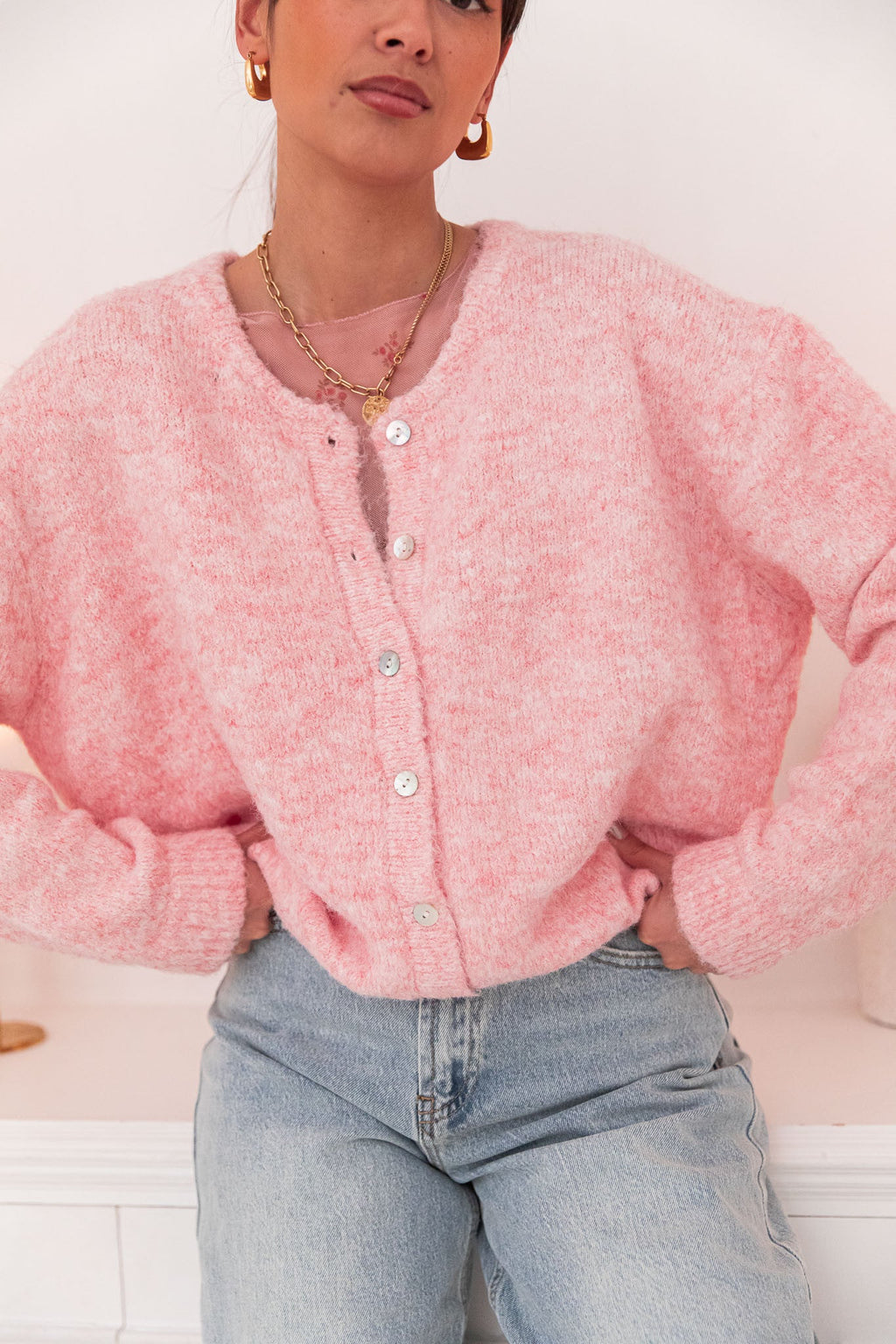ALI Rose Chiné - Gilet Laine