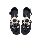 Alessa Black Flat Ankle Toe Sandal