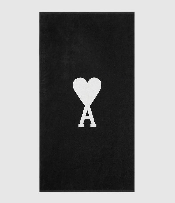 Ami Paris - Serviette De Plage Ami De Cœur Noir Craie - Mixte