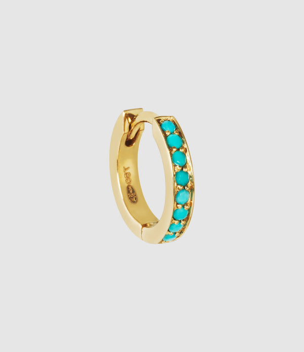 And...Paris - Mini Créole Pavée Turquoises Or (Vendue À L'Unité) - Femme