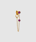 And...Paris - Boucle D'Oreille Chaîne Saphirs Roses Or (Vendue À L'Unité) - Femme