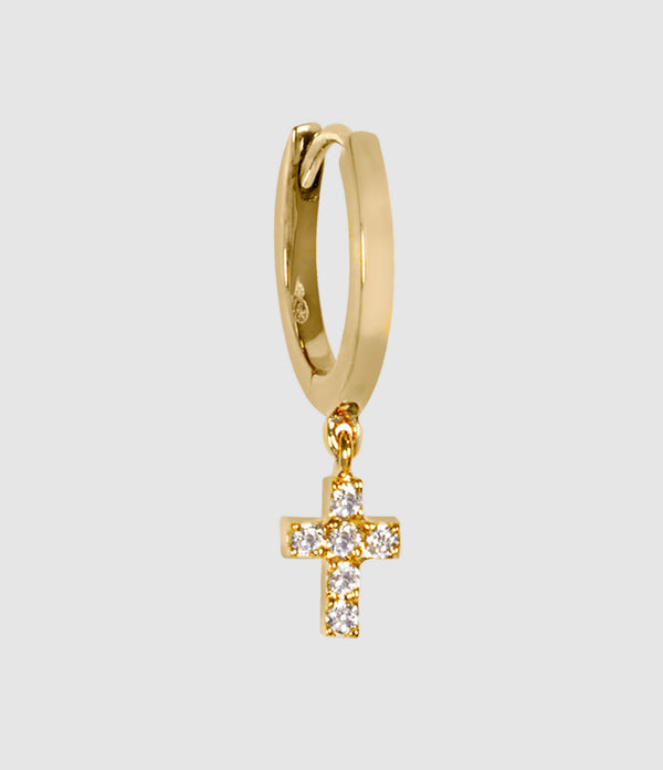 And...Paris - Mini Créole Mini Croix Diamants Or (Vendue À L'Unité) - Femme