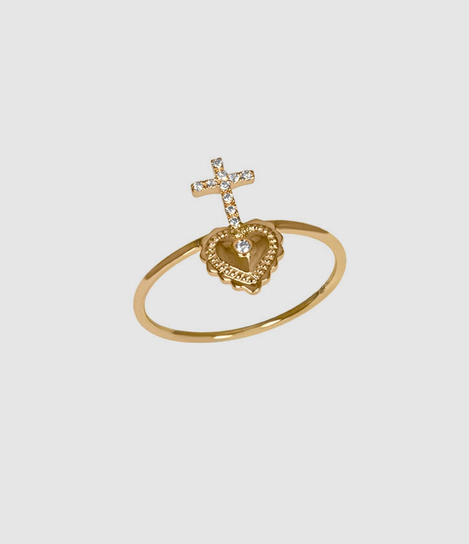And...Paris - Bague Ex Voto Cœur Diamants Or Jaune - Femme