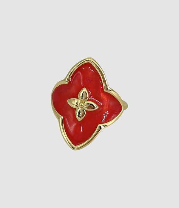 Cabirol - Bague Angie Laquée Rouge - Femme