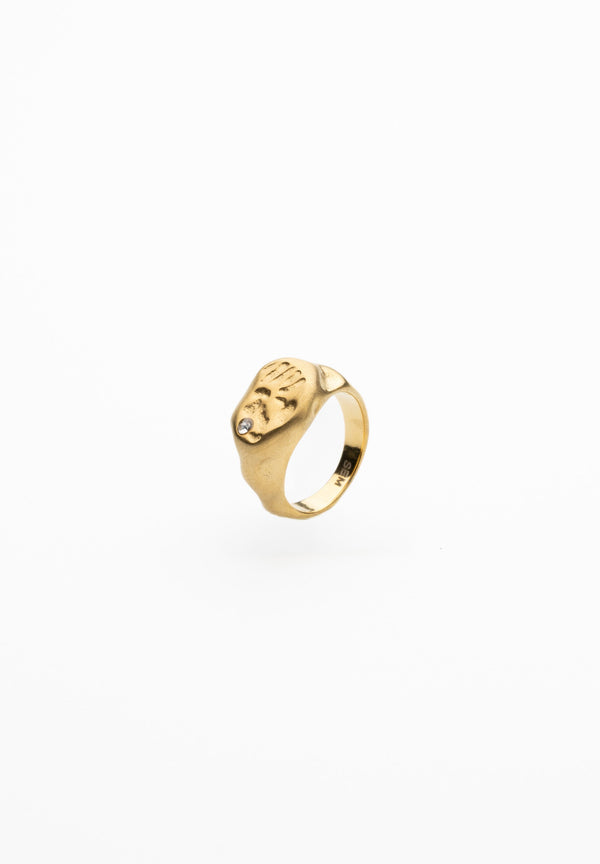 Bague Ronde Avec Zircon Et Cire