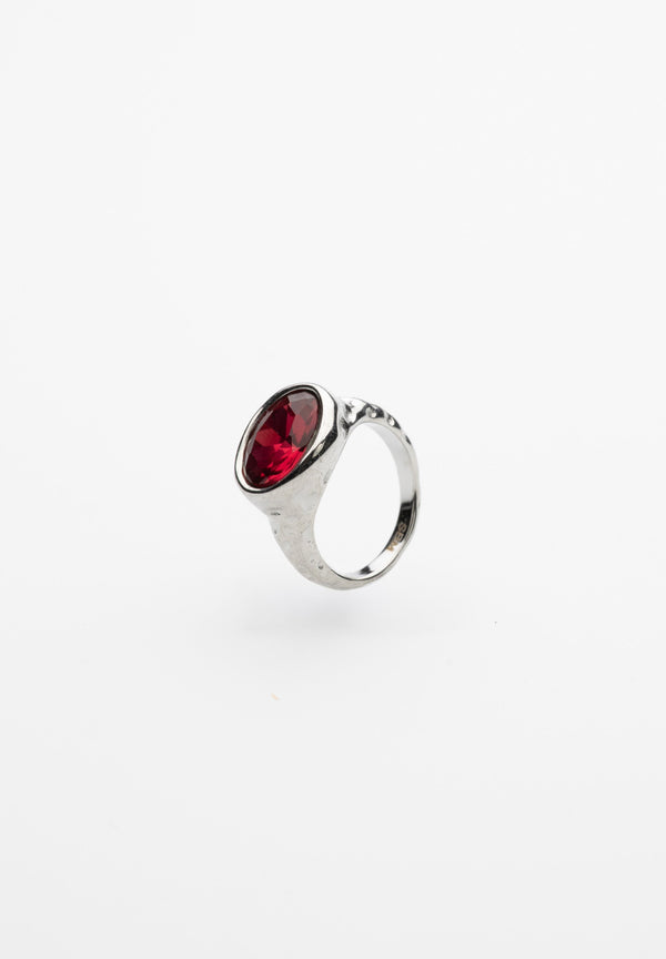 Bague Ovale En Cristal De Grenat